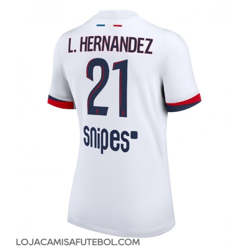 Camisa de Futebol Paris Saint-Germain Lucas Hernandez #21 Equipamento Secundário Mulheres 2025-26 Manga Curta